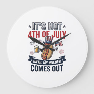 Lustiges 4. Juli Hot Dog Vintage Patriotisches T-S Große Wanduhr