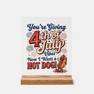 Lustiges 4. Juli Hot Dog Vintage-Shirt-Design_1 Acrylschild