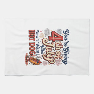 Lustiges 4. Juli Hot Dog Vintage-Shirt-Design_1 Geschirrtuch