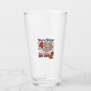 Lustiges 4. Juli Hot Dog Vintage-Shirt-Design_1 Glas