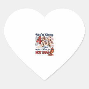 Lustiges 4. Juli Hot Dog Vintage-Shirt-Design_1 Herz-Aufkleber