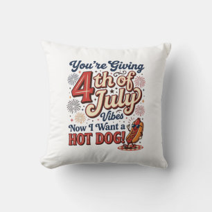 Lustiges 4. Juli Hot Dog Vintage-Shirt-Design_1 Kissen