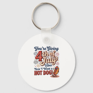 Lustiges 4. Juli Hot Dog Vintage-Shirt-Design_1 Schlüsselanhänger