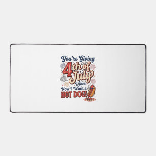 Lustiges 4. Juli Hot Dog Vintage-Shirt-Design_1 Schreibtischunterlage