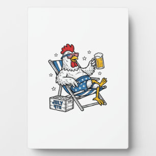 Lustiges 4. Juli Huhn Bier Patriotisches Shirt-Des Fotoplatte