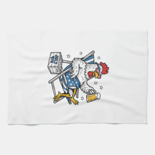 Lustiges 4. Juli Huhn Bier Patriotisches Shirt-Des Geschirrtuch