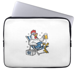 Lustiges 4. Juli Huhn Bier Patriotisches Shirt-Des Laptopschutzhülle