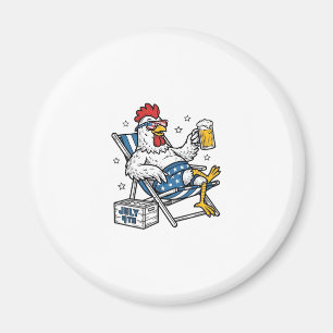 Lustiges 4. Juli Huhn Bier Patriotisches Shirt-Des Magnet