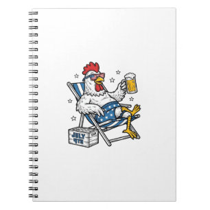 Lustiges 4. Juli Huhn Bier Patriotisches Shirt-Des Notizblock