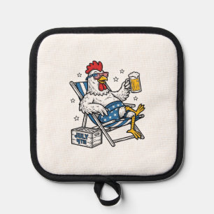 Lustiges 4. Juli Huhn Bier Patriotisches Shirt-Des Topflappen