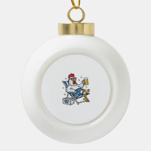 Lustiges 4. Juli Huhn Bier Patriotisches T-Shirt D Keramik Kugel-Ornament