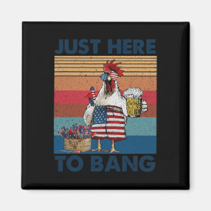Lustiges 4. Juli, nur hier, um Usa-Flaggen-Huhn zu Magnet