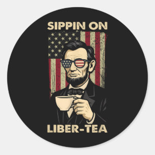 Lustiges 4. Juli Trinken von Liber-tea Freiheit Un Runder Aufkleber