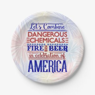 Lustiges 4. von Juli-Feuerwerk-Bier-Witz   GRILLEN Pappteller