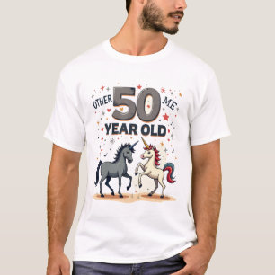 Lustiges 50. Geburtstags-Einhorn-Pferd Vintage-Gra T-Shirt