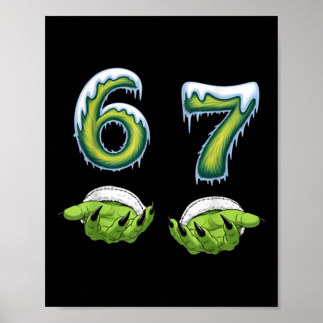 Lustiges 67 Meme Sechs Sieben Gruselige Monster Hä Poster (Vorne)