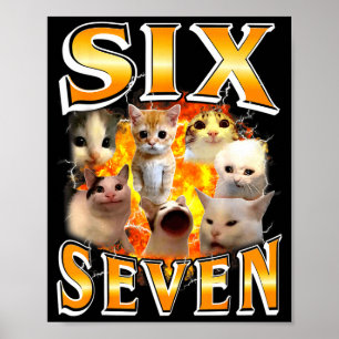 Lustiges 67 Meme Six Seven Katzen Meme Lustiges Bo Poster