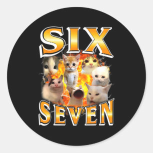 Lustiges 67 Meme Six Seven Katzen Meme Lustiges Bo Runder Aufkleber