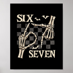 Lustiges 67 Meme Skelett Hand 6 7 Halloween Shirts Poster