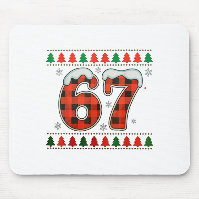 Lustiges 67 Six Seven Squad Meme Weihnachten Hässl Mousepad (Vorne)