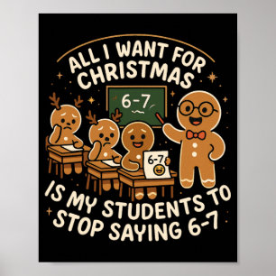 Lustiges 67 Weihnachten Pyjama-Shirt Six Seven Mem Poster