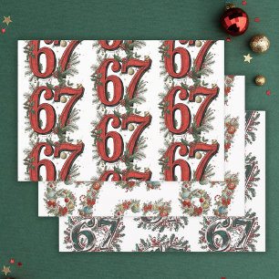 Lustiges 6 7 Brainrot Meme Weihnachtsset aus 3 Geschenkpapier Set