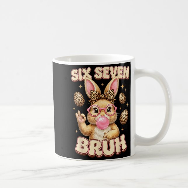 Lustiges 6 7 Meme sechs sieben Hase Leopard Bogen  Kaffeetasse (Rechts)
