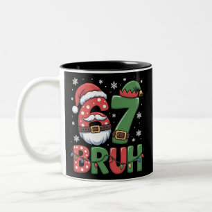 Lustiges 6 7 Sechs Sieben Bruh-Meme Weihnachten Sa Zweifarbige Tasse