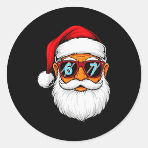 Lustiges 6 7 Sechs Sieben Meme Santa Gesicht Weihn Runder Aufkleber