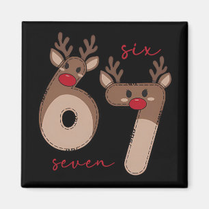 Lustiges 6 7 Sechs Sieben Meme Weihnachten Rentier Magnet