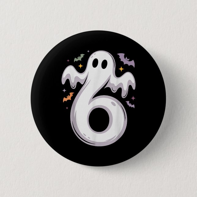 Lustiges 6-Geister-Meme-Halloween-Kostüm passendes Button (Vorderseite)