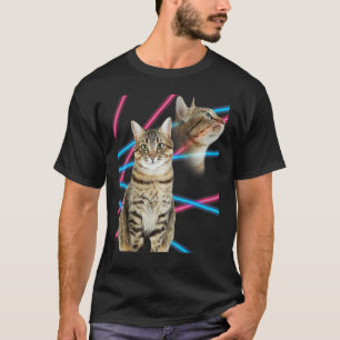 Lustiges 80er-Katzen-Humor-Retro-Porträt T-Shirt