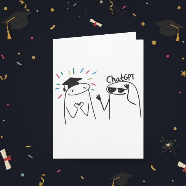 Lustiges Absolventen-ChatGPT-Doodle-Feier-Design Karte (Von Creator hochgeladen)