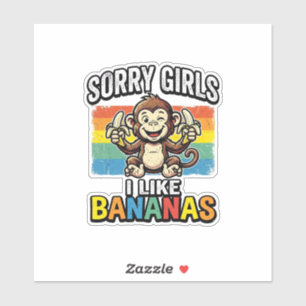 Lustiges Affen-Banane-Vintage-Stich-Shirt-Design Aufkleber