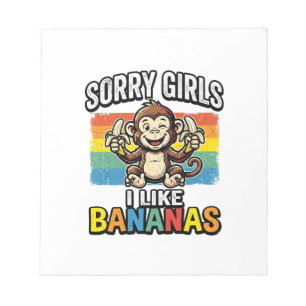 Lustiges Affen-Banane-Vintage-Stich-Shirt-Design Notizblock