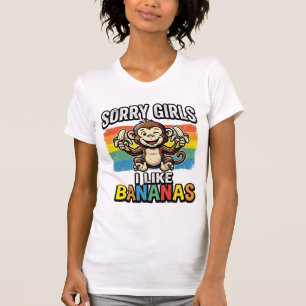 Lustiges Affen-Banane-Vintage-Stich-Shirt-Design T-Shirt