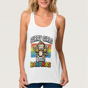 Lustiges Affen-Banane-Vintage-Stickerei-Shirt-Desi Tank Top