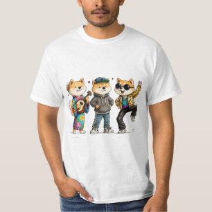 Lustiges Akita-Squad-Shirt Süßes Hunde-Trio Cartoo T-Shirt