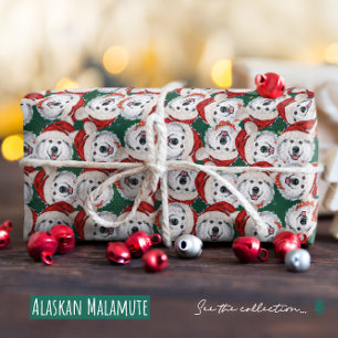 Lustiges Alaskan Malamute Weihnachtsmuster Geschenkpapier