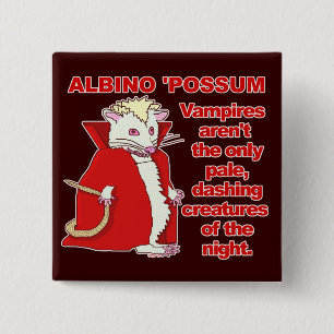 Lustiges Albino-Opossum-Vampirs-Tier Button