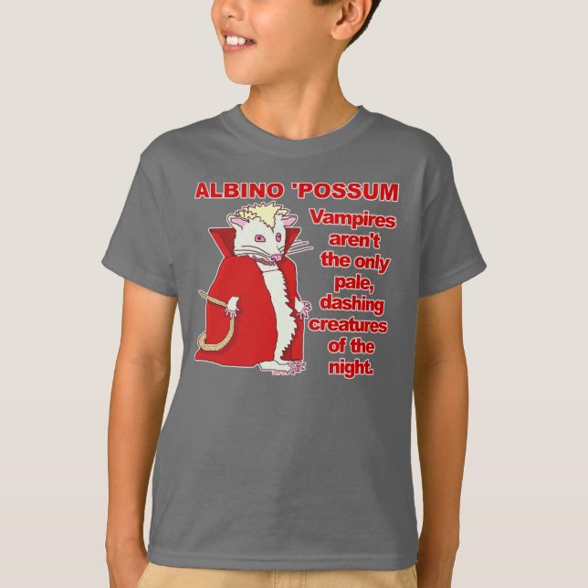 Lustiges Albino-Opossum-Vampirs-Tier T-Shirt (Vorderseite)