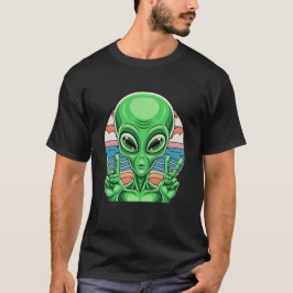 Lustiges Alien-Friedenszeichen Area 51 Design T-Shirt