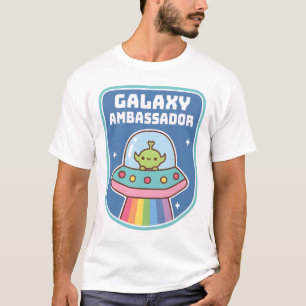 Lustiges Alien-Galaxie-Botschafter-Abzeichen T-Shirt
