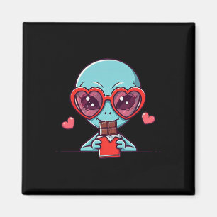 Lustiges Alien-Herz-Schokoladen-Valentinstag-Alien Magnet