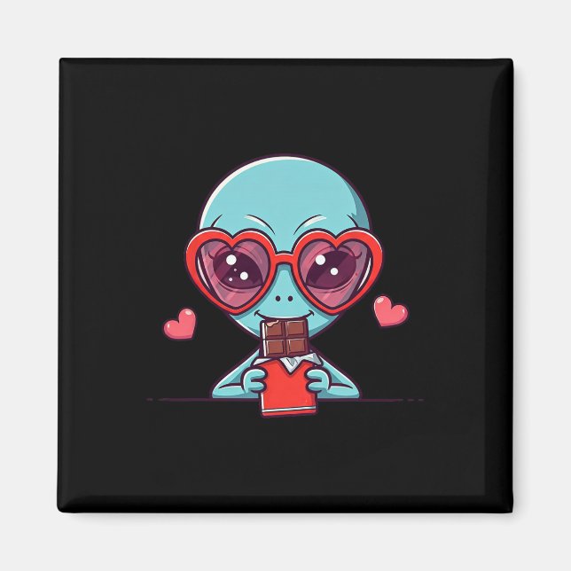 Lustiges Alien-Herz-Schokoladen-Valentinstag-Alien Magnet (Vorne)