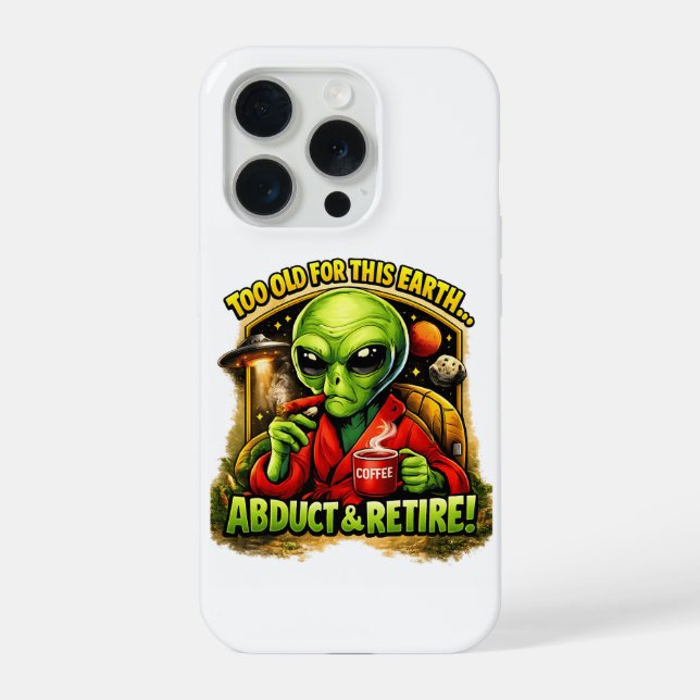 Lustiges Alien-Kaffee-Design, Zu alt dafür iPhone Hülle (Rückseite)