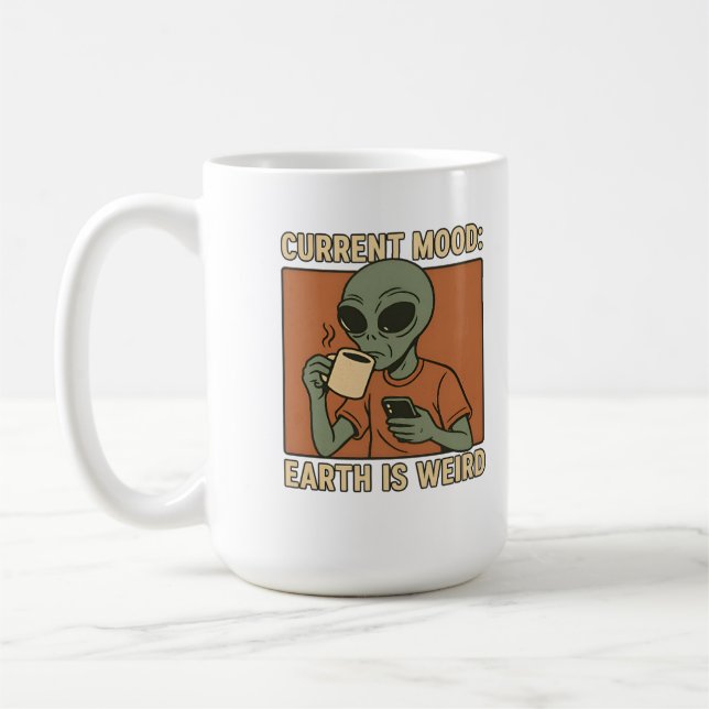 Lustiges Alien-Kaffeedesign Kaffeetasse (Links)