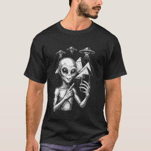 Lustiges Alien-Selfie Ägypten Pyramiden UFO-Invasi T-Shirt