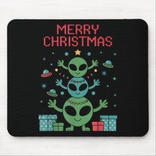Lustiges Alien-Trio Fröhliches Hässliches Weihnach Mousepad