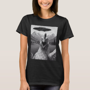Lustiges Alien-UFO-Huhn-Entführung-Selfie T-Shirt